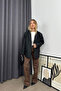 Black Double-breasted Collar Lined Padded Blazer Jacket - 5