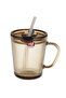 2 Pieces of Glass Mugs with Lids and Straws for Tea, Coffee, Soft Drinks, Dessert, Brown, 370 ml - 6
