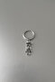 Unisex Gray Owl Figured Dangle Steel Hoop Earrings - 2