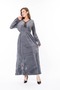 Women's Long Sleeve Velvet Dress - 7