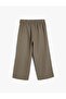 Girl's Linen Trousers Double Breasted Closure Waist Belted Waist Elastic - 2