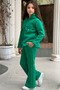 3 Thread Raised Winter Wide Leg Bottom Top Girl's Tracksuit Set with Fleece Inside - 4