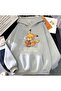 Pikachu Coffee Sweatshirt - Gray Printed Oversized Hoodie with Raised Letters