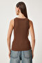 2-Piece Ribbed Thick Strap Knitted Tank Top Brown Red Lhj0002 - 4
