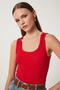 2-Piece Ribbed Thick Strap Knitted Tank Top Brown Red Lhj0002 - 5