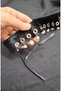 Zeta+3 Heart Pearl Detailed Bird Eye Velvet Neck Collar Black - 9