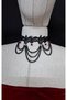 Zeta2 Lace Detailed Chain and Stone Neck Collar Black - 3