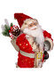 New Year's Santa Claus with Gold Gift Sack, Green Trousers, Lantern, Red-Green - 45 cm - 3