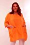 Women's Large Size Extra Comfortable Linen Salmon Blouse - 2