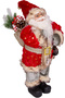 New Year's Santa Claus with Gold Gift Sack, Green Trousers, Lantern, Red-Green - 45 cm - 2