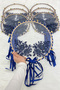 Vip Appliqued Bridal Tambourine Navy Blue, Bridesmaid Wedding Henna Night Circumcision Bachelorette Bride 30cm 1 Piece