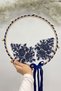 Vip Appliqued Bridal Tambourine Navy Blue, Bridesmaid Wedding Henna Night Circumcision Bachelorette Bride 30cm 1 Piece - 3