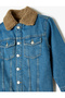 Denim Jacket Plush Detailed Capped Pocket Cotton Long Sleeve - 5