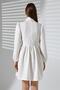 White Long Sleeve Chest Cutout Zippered Crepe Fabric Dress - 6