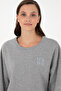 Women's Gray Melange Basic Crew Neck Sweatshirt 50296919-Vr086 - 2