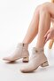 Rm-502 Beige Heeled Zippered Daily Women's Boots with Buckle Accessories - 2