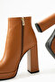 Women's Tan Genuine Leather Platform Boots - 4