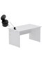 Modern Writing Study Table With Round Desktop Power Module - White