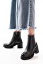 767-3020 Black Zippered Thick Heeled Daily Women's Boots - 2