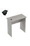 Modern MP1 Study Table, 80x40 with Black BS02 Desktop Socket Light Grey Chicago Concrete
