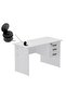 Solama Writing Table With Hanging Drawers And Round Desktop Power Module - White