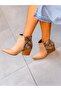 حذاء DALIDA من الجلد البيج الأمامي والخلفي من جلد الثعبان البيج DALLAS WESTERN MINI BOOTS - 4