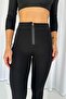 Steel Knitted Leggings with Zippered Legs - Black - 3