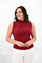 Women's Large Size Drape Detailed Stand Collar Blouse 1851-25 - 3