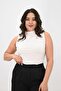 Women's Large Size Drape Detailed Stand Collar Blouse 1851-25 - 3