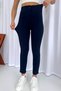 Skinny Leg Full Lycra High Waist Women's Trousers - Navy Blue