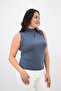 Women's Large Size Drape Detailed Stand Collar Blouse 1851-25 - 4