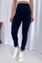 Skinny Leg Full Lycra High Waist Women's Trousers - Navy Blue - 4