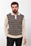 Patterned Slim Fit Polo Neck Men's Knitwear Sweater Beige - 11452.23K - 3