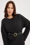 Women's Anthracite Bicycle Collar Hair Braided Tricot Dress - 7