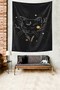 Cute Cat Sleeping in Moonlight Stars Stain Resistant Fabric Wall Cloth Wall Tapestry Tapestry