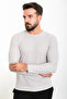 Plain Slim Fit Crew Neck Long Sleeve Men's T-Shirt Stone - 36801.23K - 4