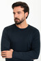 Plain Slim Fit Long Sleeve Crew Neck Men's T-Shirt Navy Blue - 36671.21K - 4