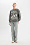 Loose Fit Crew Neck Printed Thick Fabric Sweatshirt - 2