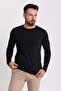Plain Slim Fit Long Sleeve Crew Neck Men's T-Shirt Black - 36671.21K