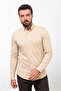 Patterned Slim Fit Long Sleeve Cotton Men's Shirt Beige - 37811.23K - 3