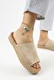 Galena 2 Women's Leather Genuine Leather Single Strip Beige Slippers - 4