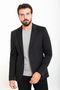 Straight Slim Fit Pocket Mono Collar Men's Jacket Black - 40334.23K