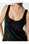 U-Neck Sequined Sleeveless Evening Blouse - 5