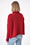 Women's Soft Textured Oversize Turtleneck Knitwear Sweater Red 25W3014 - 5