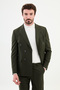 Striped Slim Fit Wide Collar Double Breasted Classic Men's Suit Khaki - 45348.24K - 4