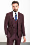 Straight Slim Fit Wide Collar Wool Classic Men's Suit Burgundy - 45252.23K