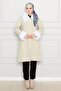 Coat with Fur Detail on Collar and Sleeves - Stone
