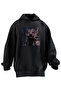 Unisex Premium Cotton Black Ary Jinx Printed 3 Thread Hooded Sweatshirt