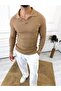 Pullover Slim Fit Polo Collar Ribbed Soft Textured Non-Pilling Sweatshirt - 2