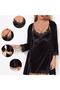 Velvet Lace Four-Piece Nightgown Dressing Gown Set 44444 Purple - 3
